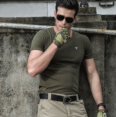 Tontrek Tactical T-Shirt Short Sleeve Round Neck Cotton Shirts for Men