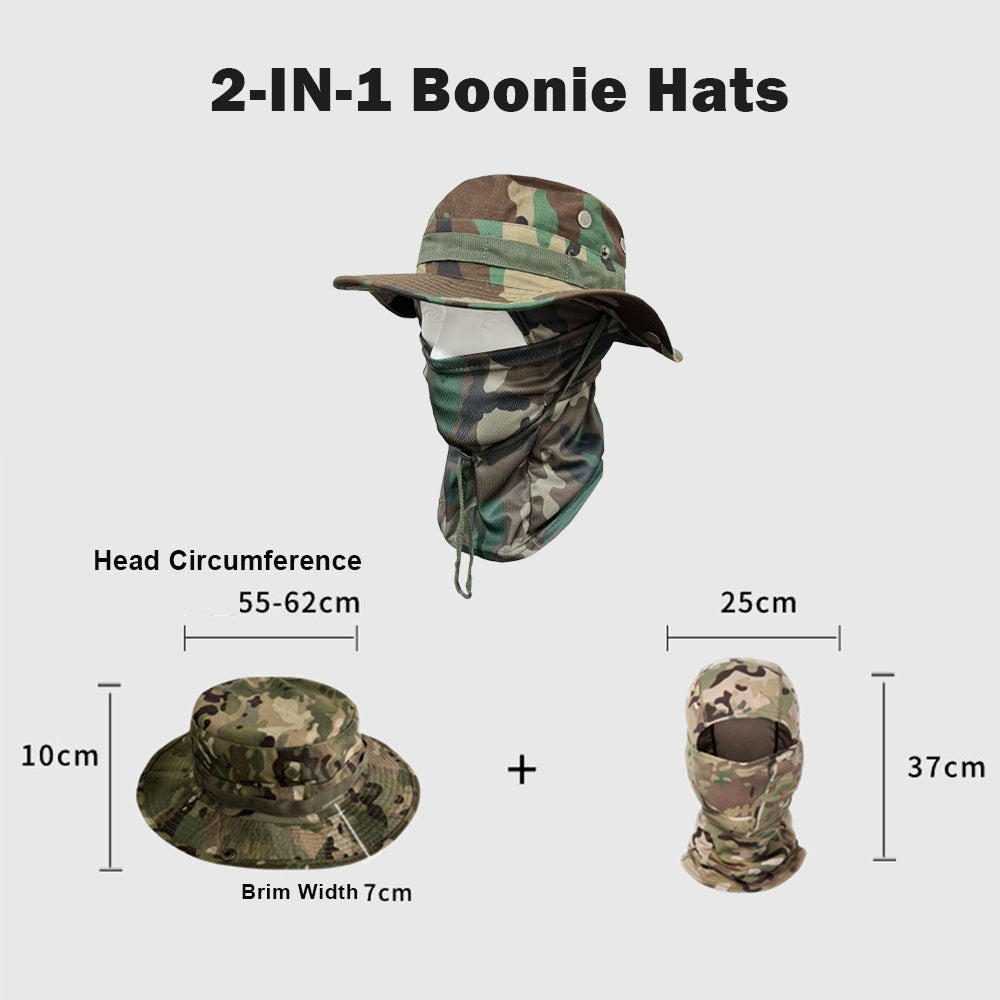 Boonie Hat Tactical Camo Hat with Face Mask